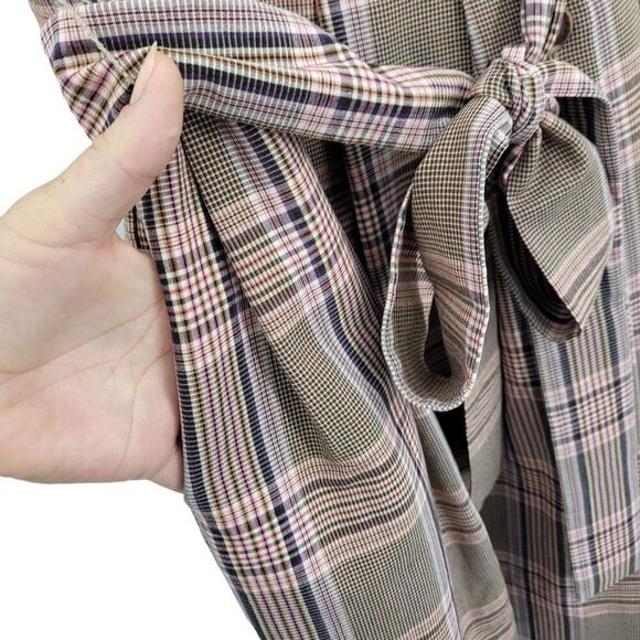 Gal Meets Glam Madison Tie Front Dress Retro 60s Apron Pinafore Plaid Pink Sz 10 - Picture 6 of 14